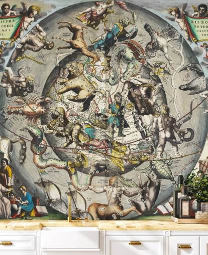 kundenspezifisches Astronomie-Wandbild mit dem Titel Szenographie der nördlichen Hemisphäre