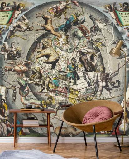 murale astronomico personalizzato chiamato Scenografia dell'emisfero settentrionale