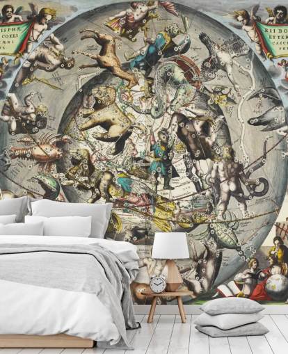 murale astronomico personalizzato chiamato Scenografia dell'emisfero settentrionale