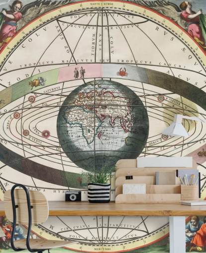 mural personalizado de atlas estelar llamado Escenografía del Sistema Mundial Ptolemaico