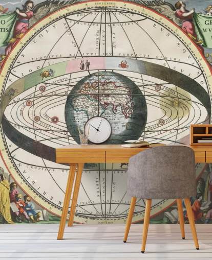 peinture murale personnalisée de l'atlas des étoiles intitulée Scénographie du système mondial ptolémaïque peinture murale personnalisée de l'atlas des étoiles intitulée Scénographie du système mondial ptolémaïque