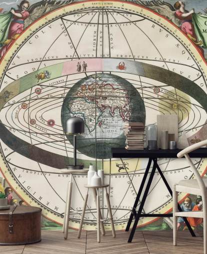 custom star atlas mural called Scenography of the Ptolemaic World System