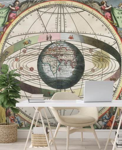 aangepaste steratlasmuurschildering genaamd Scenography of the Ptolemaic World System