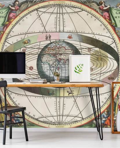 custom star atlas mural called Scenography of the Ptolemaic World System
