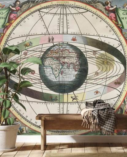 mural de atlas estelar personalizado chamado Cenografia do Sistema Mundial Ptolomaico