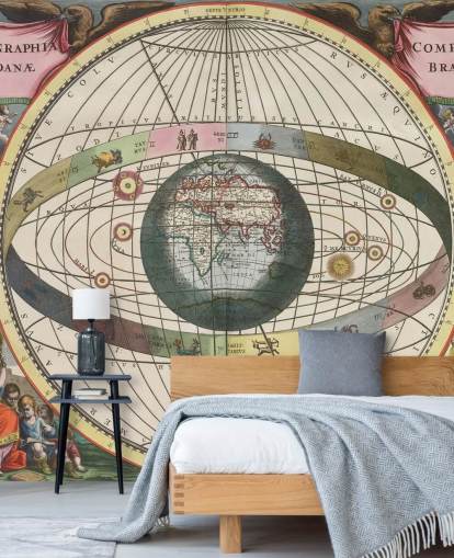 kundenspezifisches Astronomie-Wandbild mit dem Titel Scenography of the World's Construction für Heimbüros