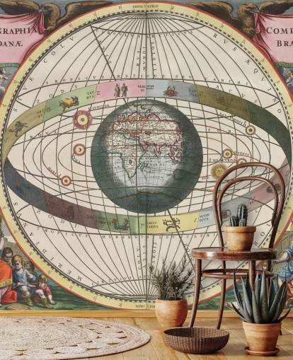murale astronomico personalizzato chiamato Scenography of the World's Construction per uffici domestici