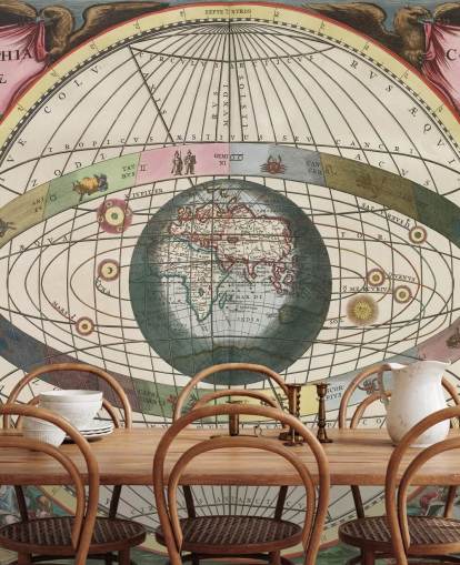 murale astronomico personalizzato chiamato Scenography of the World's Construction per uffici domestici