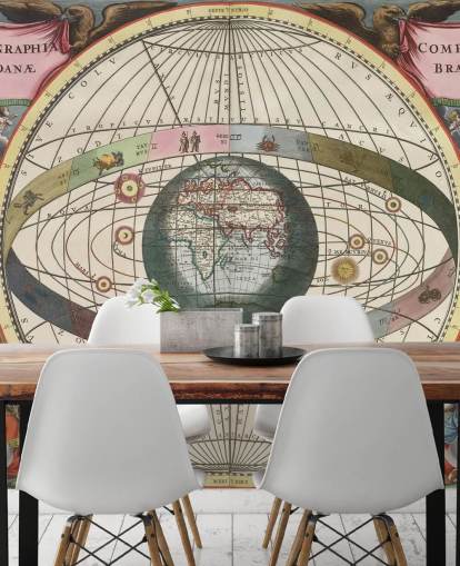 custom astronomy mural called Scenography of the World's Construction for home offices custom astronomy mural called Scenography of the World's Construction for home offices