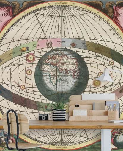 murale astronomico personalizzato chiamato Scenography of the World's Construction per uffici domestici murale astronomico personalizzato chiamato Scenography of the World's Construction per uffici domestici