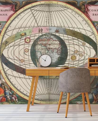 murale astronomico personalizzato chiamato Scenography of the World's Construction per uffici domestici