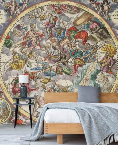 personalisierbares Sternatlas-Wandbild mit dem Titel Zweite Hemisphäre des christianisierten Sternenhimmels