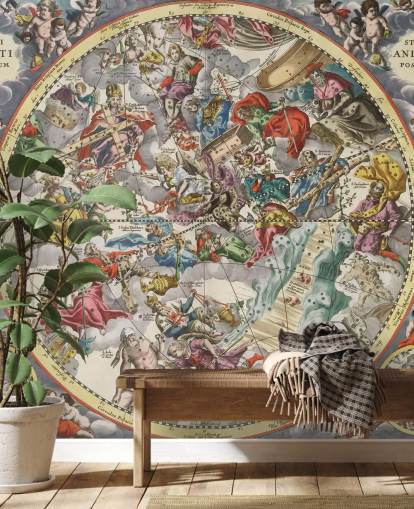 mural personalizable de atlas estelar llamado Segundo hemisferio del firmamento estrellado cristianizado
