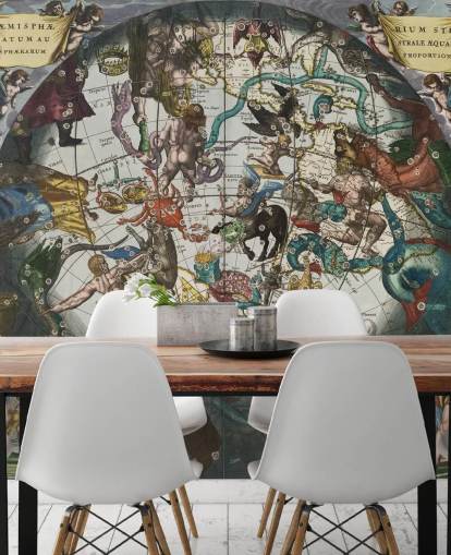 custom astronomy mural called Southern Stellar Hemisphere with Celestial and Terrestrial Spheres custom astronomy mural called Southern Stellar Hemisphere with Celestial and Terrestrial Spheres