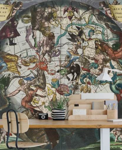 kundenspezifisches Astronomie-Wandbild namens Südliche Sternhalbkugel mit Himmels- und Erdkugeln