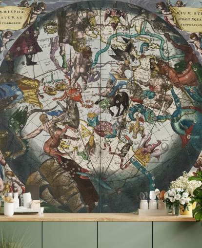custom astronomy mural called Southern Stellar Hemisphere with Celestial and Terrestrial Spheres
