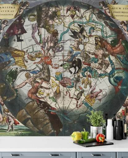 custom astronomy mural called Southern Stellar Hemisphere with Celestial and Terrestrial Spheres