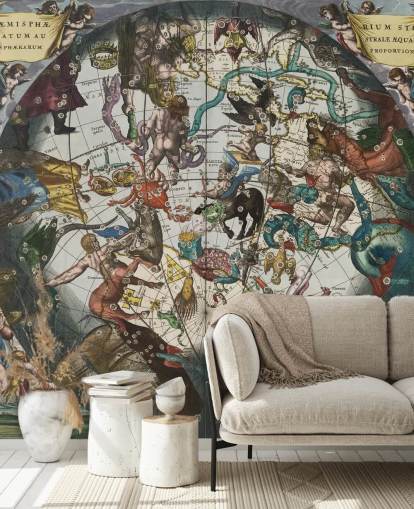 custom astronomy mural called Southern Stellar Hemisphere with Celestial and Terrestrial Spheres