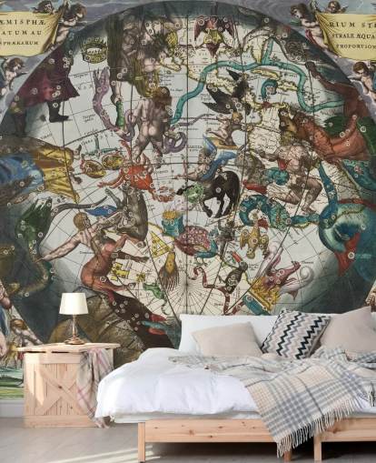 mural astronómico personalizado llamado Hemisferio estelar sur con esferas celestes y terrestres