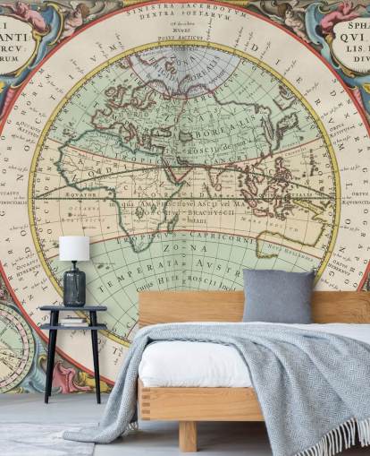 custom ancient map mural called The Hemisphere of the Old World for home offices, schools and more