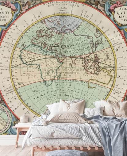 individuelles antikes Landkarten-Wandbild mit dem Titel Die Hemisphäre der Alten Welt für Heimbüros, Schulen und mehr