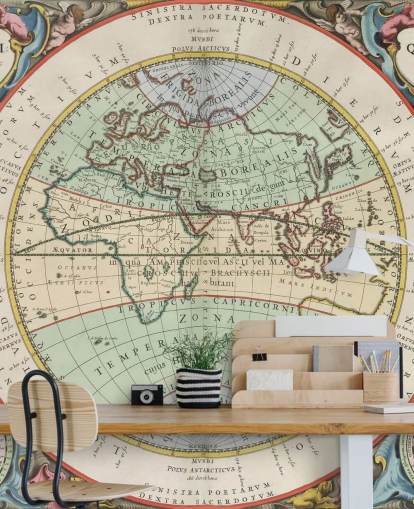 carte murale ancienne personnalisée appelée L'hémisphère du vieux monde pour les bureaux à domicile, les écoles et plus encore