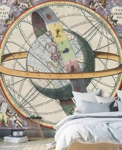 mural de atlas estelar personalizable llamado The Location of the Earth para oficinas en casa