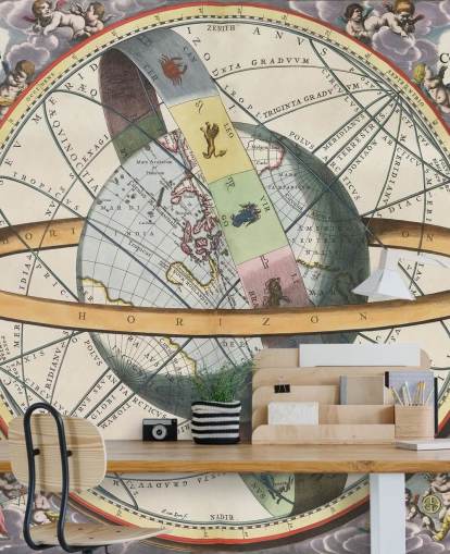 mural de atlas estelar personalizável chamado The Location of the Earth para escritórios domésticos