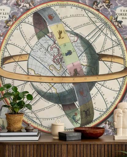 mural de atlas estelar personalizável chamado The Location of the Earth para escritórios domésticos