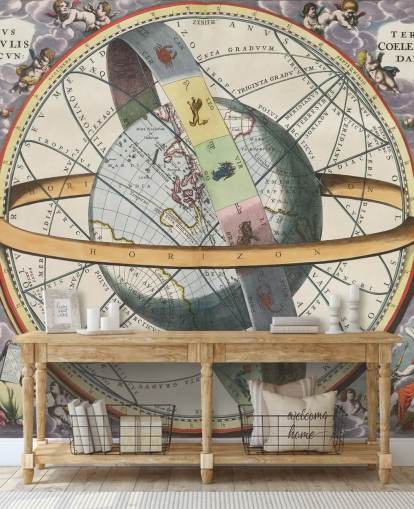 mural de atlas estelar personalizável chamado The Location of the Earth para escritórios domésticos