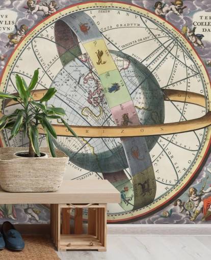 mural de atlas estelar personalizável chamado The Location of the Earth para escritórios domésticos