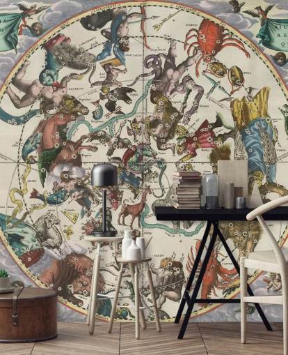 murale astronomico personalizzabile chiamato L'emisfero stellare settentrionale dell'antichità