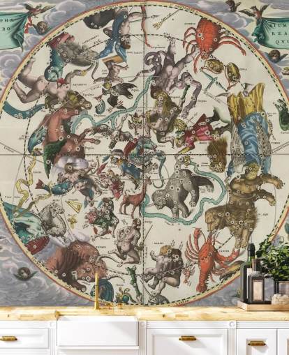 peinture murale d'astronomie personnalisable intitulée L'hémisphère stellaire nord de l'Antiquité