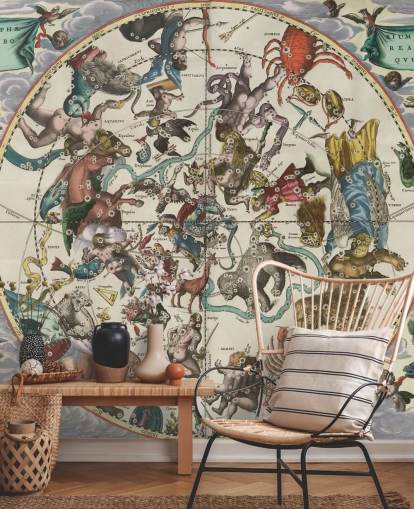 mural astronómico personalizable llamado El hemisferio estelar norte de la antigüedad