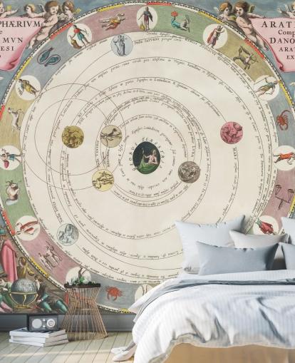 custom star map mural called The Planisphere of Aratus for home offices and educational spaces