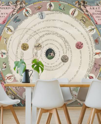 custom star map mural called The Planisphere of Aratus for home offices and educational spaces