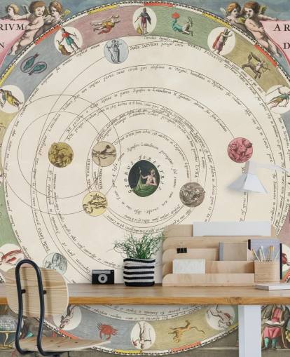 custom star map mural called The Planisphere of Aratus for home offices and educational spaces