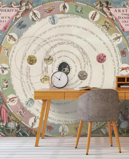 murale personalizzato con mappa stellare chiamato The Planisphere of Aratus per uffici domestici e spazi educativi murale personalizzato con mappa stellare chiamato The Planisphere of Aratus per uffici domestici e spazi educativi