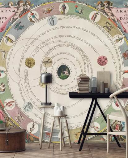 custom star map mural called The Planisphere of Aratus for home offices and educational spaces