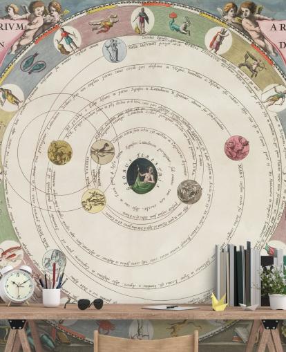 mukautettu tähtikartan seinämaalaus nimeltä The Planisphere of Aratus kotitoimistoihin ja koulutustiloihin
