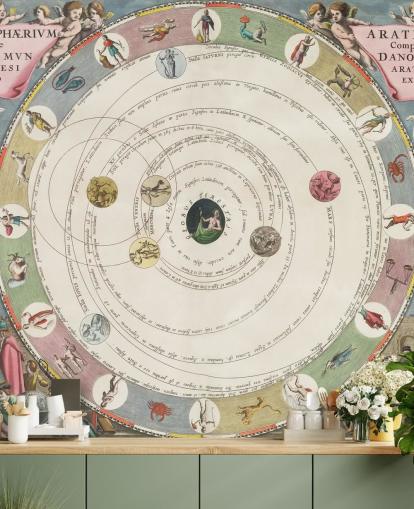 custom star map mural called The Planisphere of Aratus for home offices and educational spaces