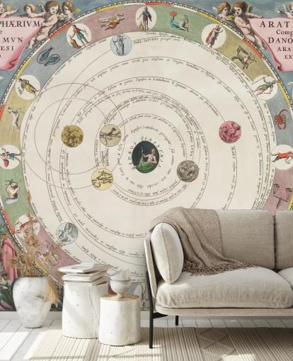 mural de mapa estelar personalizado chamado The Planisphere of Aratus para escritórios domésticos e espaços educacionais mural de mapa estelar personalizado chamado The Planisphere of Aratus para escritórios domésticos e espaços educacionais