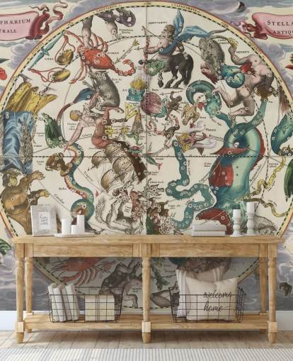 aanpasbare astronomische muurschildering genaamd The Southern Stellar Hemisphere of Antiquity