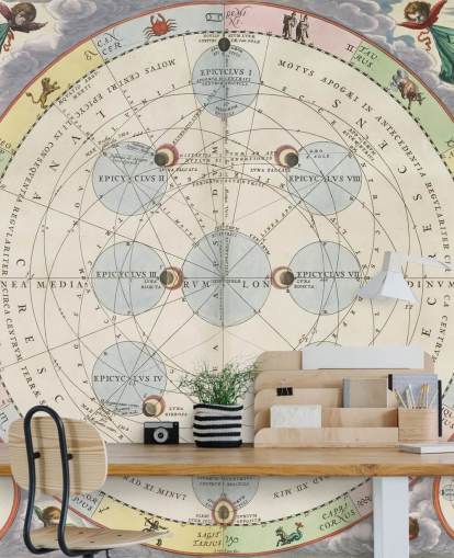 custom star atlas mural called The Theory of the Moon for home offices and studios