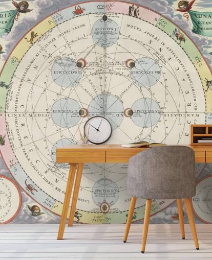 brugerdefineret stjerneatlas vægmaleri kaldet The Theory of the Moon til hjemmekontorer og studier