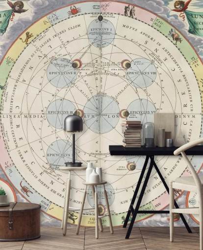 murale personalizzato con atlante stellato chiamato The Theory of the Moon per casa, uffici e studi