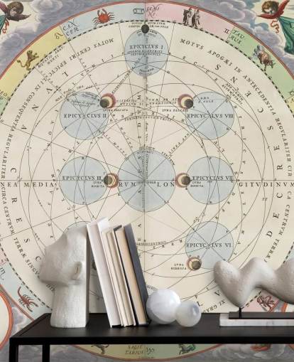 mural personalizado de atlas de estrellas llamado La teoría de la luna para oficinas domésticas y estudios