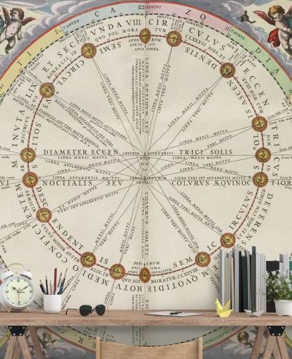 sterrenkaart muurschildering genaamd The Theory of the Sun's Motion voor creatieve studio's en kantoren