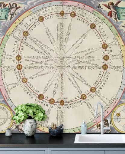 mural de mapa estelar llamado The Theory of the Sun's Motion para estudios y oficinas creativas