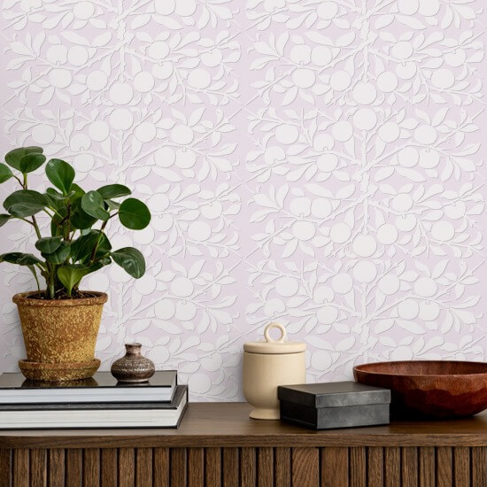 Peach Botanical Pink Wallpaper